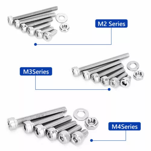 1080 Piece Hex Socket Head Screw Flat Washer and Nut Assortment Kit - South East Clearance Centre