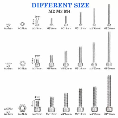 1080 Piece Hex Socket Head Screw Flat Washer and Nut Assortment Kit - South East Clearance Centre