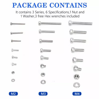 1080 Piece Hex Socket Head Screw Flat Washer and Nut Assortment Kit - South East Clearance Centre