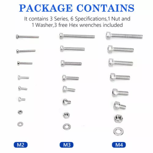 1080 Piece Hex Socket Head Screw Flat Washer and Nut Assortment Kit - South East Clearance Centre