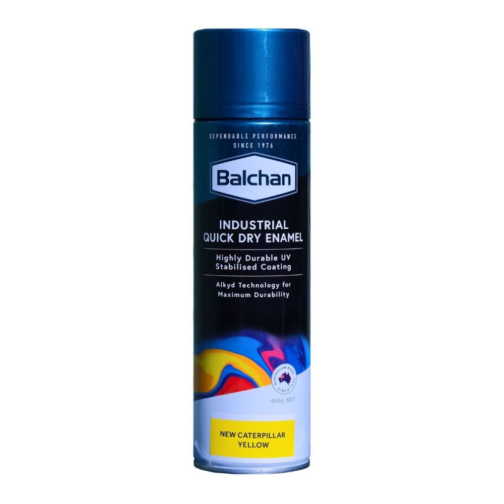 Balchan Quick Dry Industrial Enamel Paint New Caterpillar Yellow 400g - South East Clearance Centre