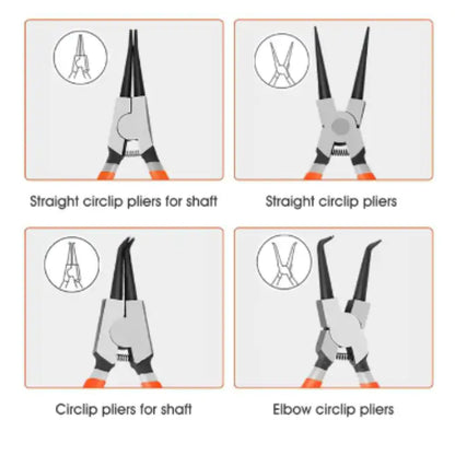4-Piece 7″ Circlip Pliers Set | Internal, External, Bent, Straight Snap - South East Clearance Centre