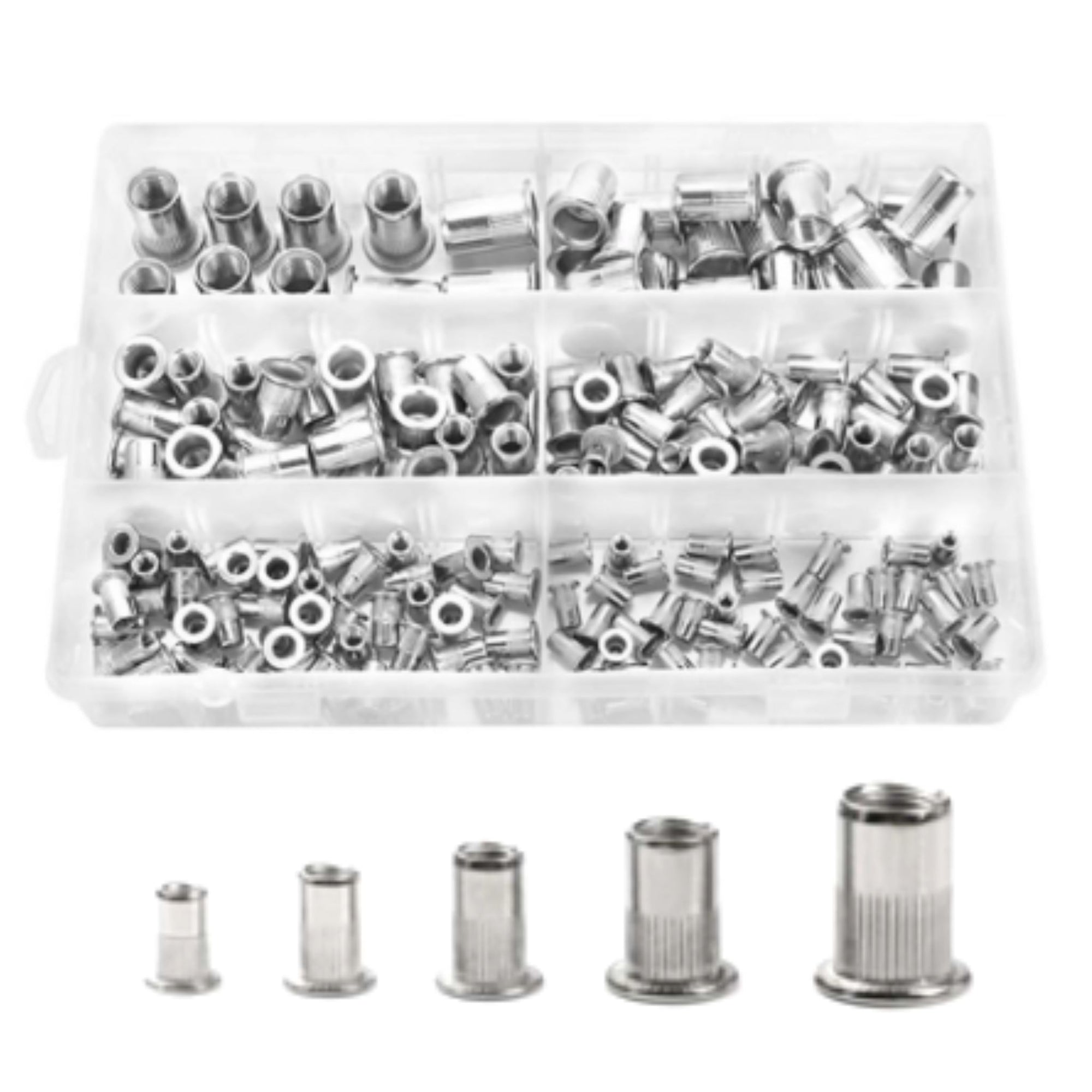 200 Piece Stainless Steel Rivet Nut Kit | M3 M4 M5 M6 M8 M10 - South East Clearance Centre