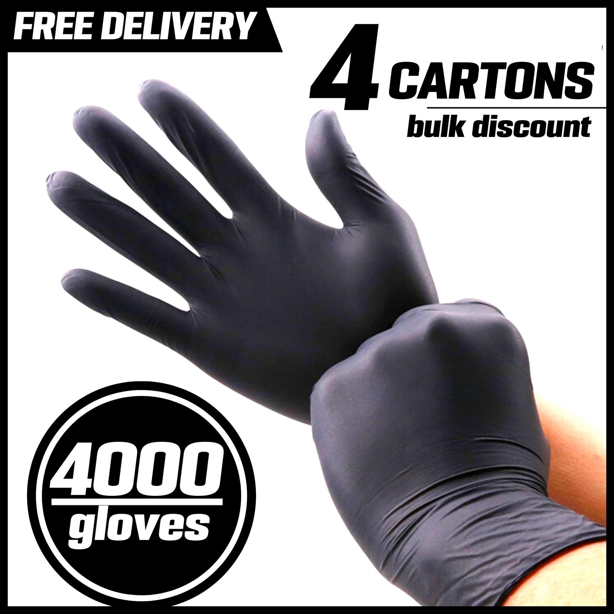 4 CARTONS - Black Nitrile Gloves - 4000 Pack - South East Clearance Centre