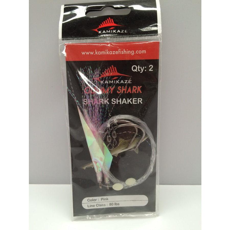 Kamikaze Fluoro - Shark Shaker Gummy Rigs -Total 4 rigs (2X2 PACK-Pink) - South East Clearance Centre