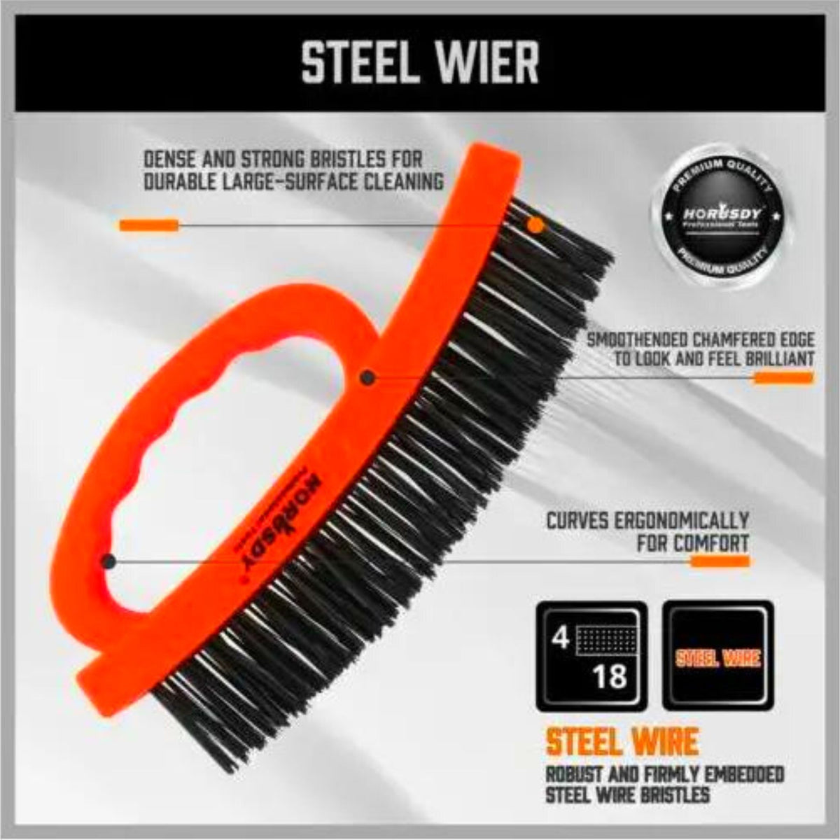 Wire Scratch Brush 6.5 “ | Durable Steel Wire | Comfortable Handle ...
