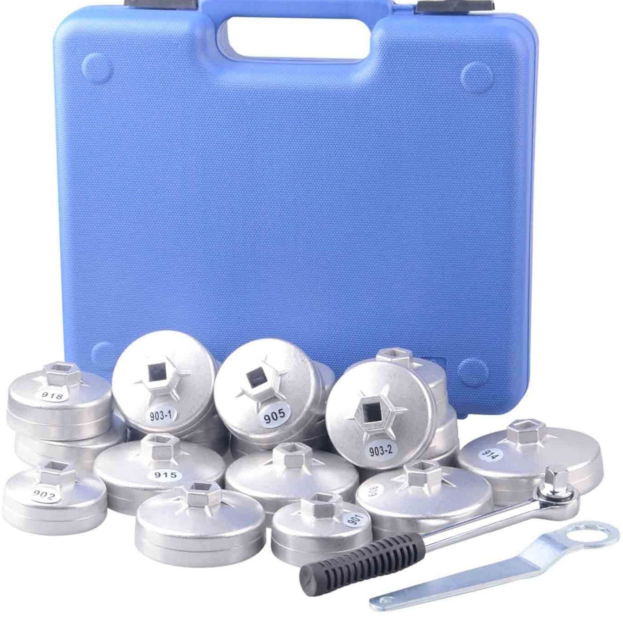 23 Piece Cup Type Aluminium Oil Filter Wrench Removal Socket Set - South East Clearance Centre