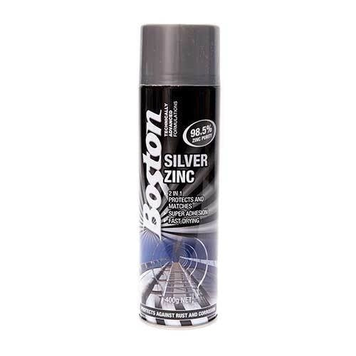 Boston Paint Silver Zinc 2 In 1 - 400g (BT255) - South East Clearance Centre