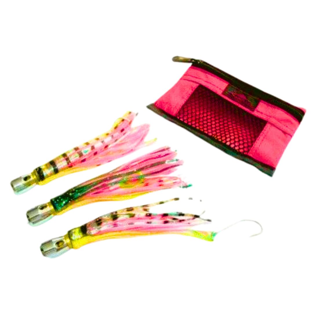 Kamikaze Iron Head Skirted Lures  (Set of 3) - 120mm Rigged w-Bag - #8 - South East Clearance Centre