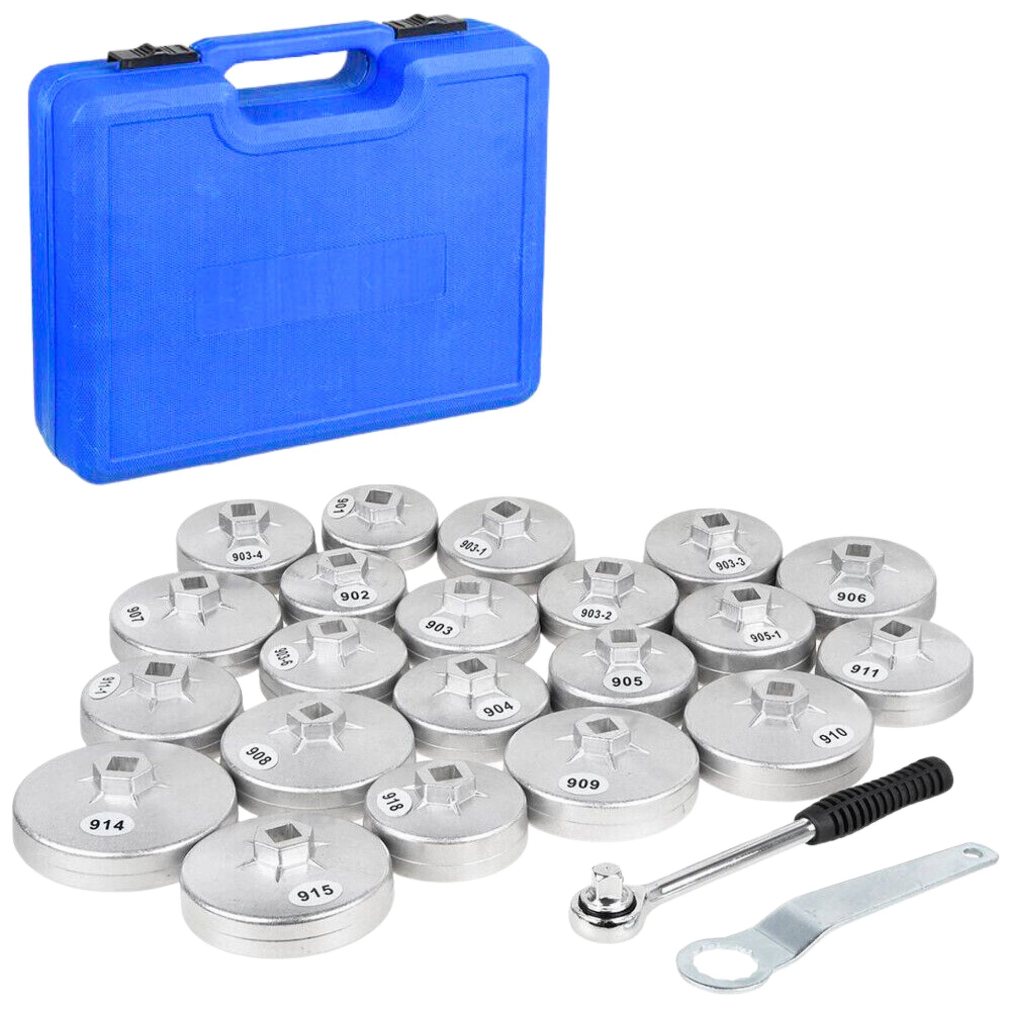 23 Piece Cup Type Aluminium Oil Filter Wrench Removal Socket Set - South East Clearance Centre
