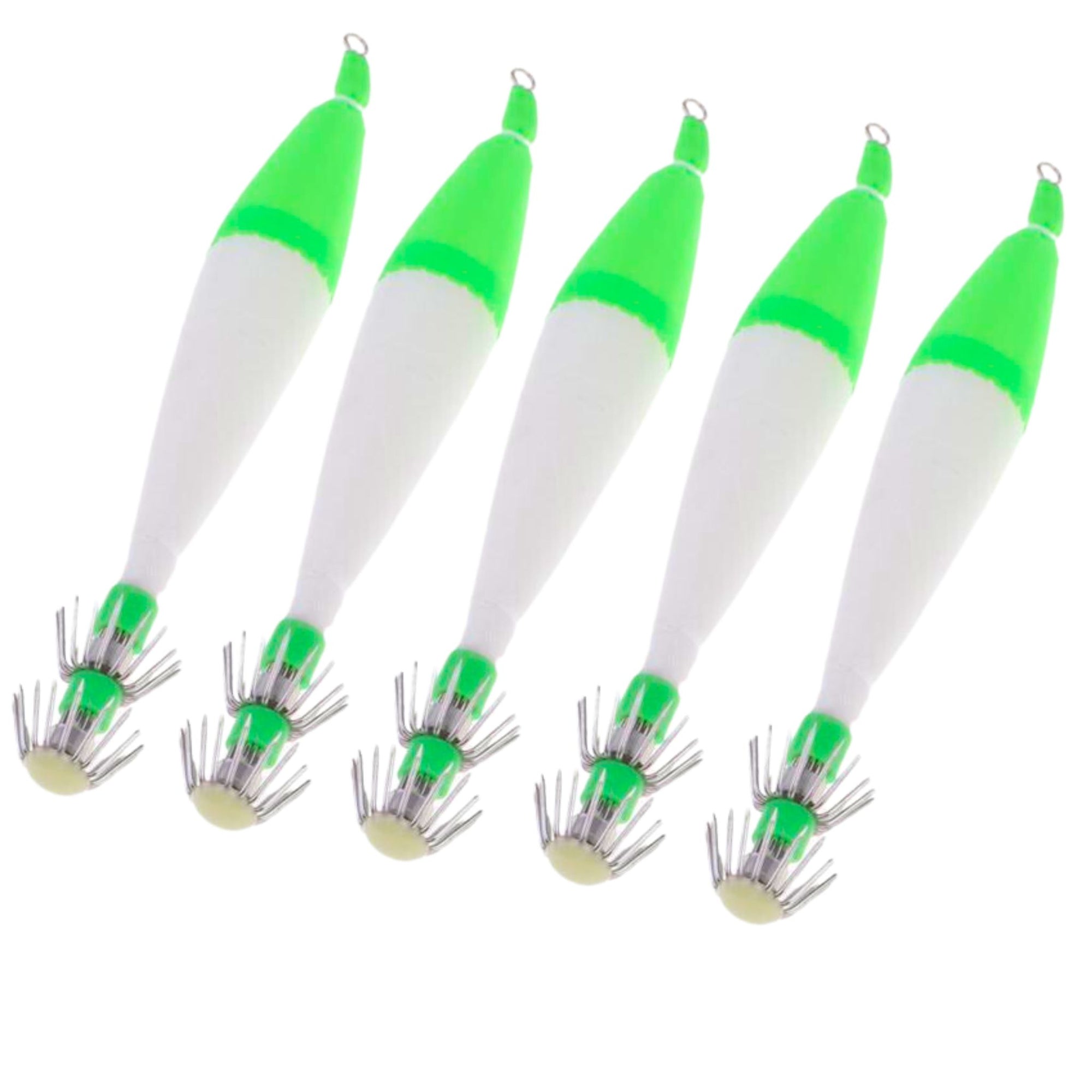 Kamikaze GREEN Cloth Based Luminescent Floating Squid Jigs - Pack of 5 - South East Clearance Centre