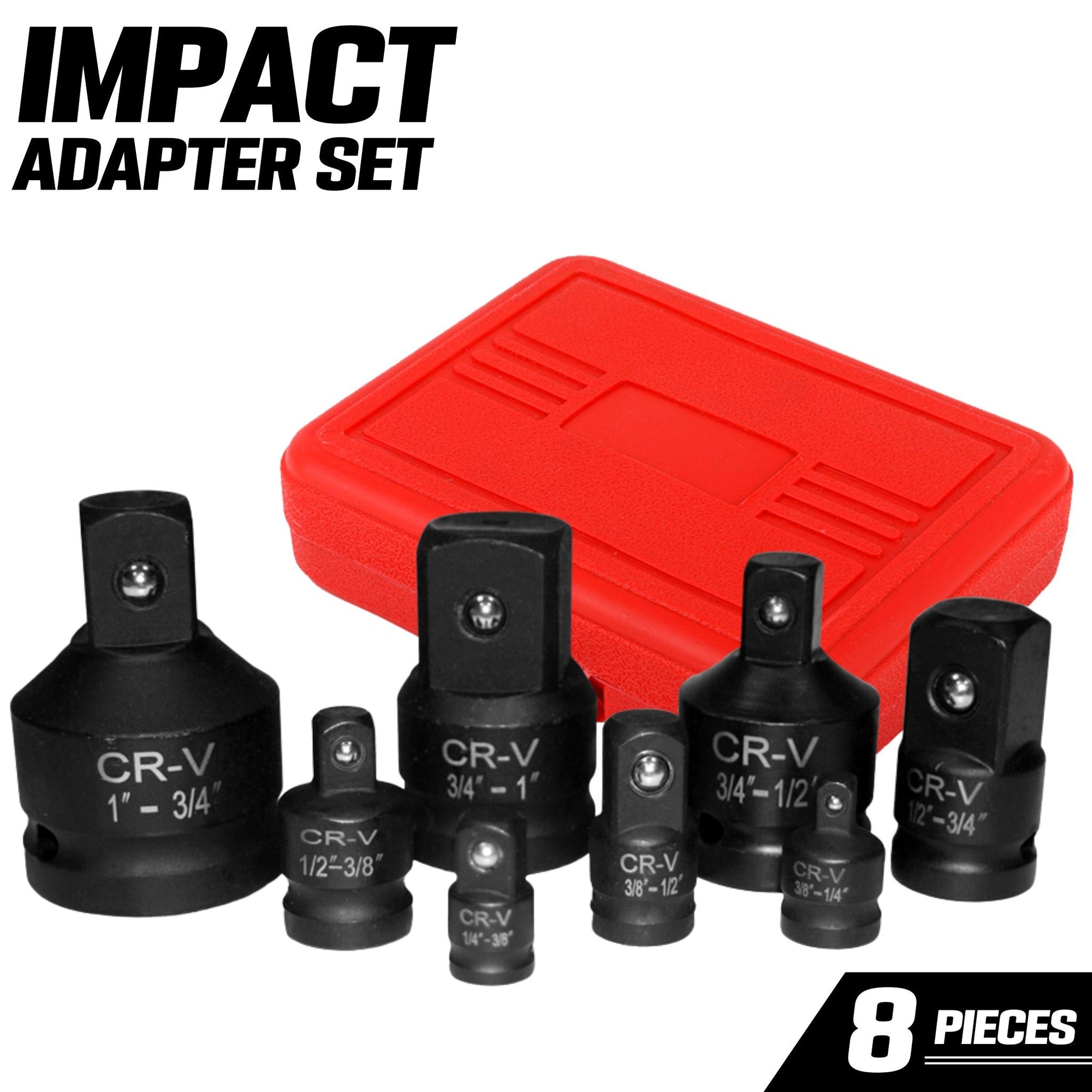8 Piece Impact Socket Adapter Set 1” - 1/4” drive - South East Clearance Centre