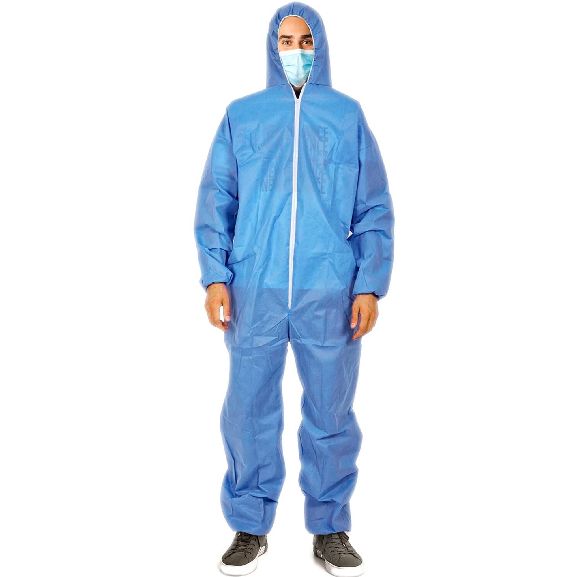 Blue Disposable Protective Overalls | Isolation Clothing | Exposure Hazmat Suit Coveralls - South East Clearance Centre