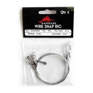 Kamikaze Tackle  Wire Snap Rig 90lb 3Pk - South East Clearance Centre