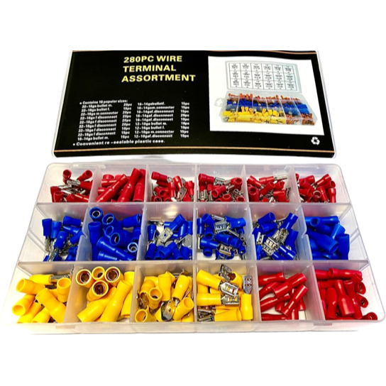 280 Pieces Assorted Crimp Spade Terminal Insulated Electrical Wire Connector Kit - South East Clearance Centre