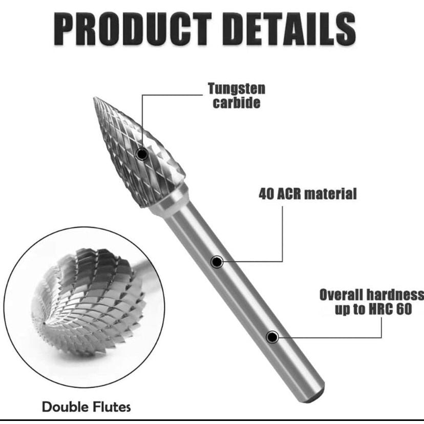 10 piece Tungsten Carbide Steel Rotary Files Burr Set - South East Clearance Centre