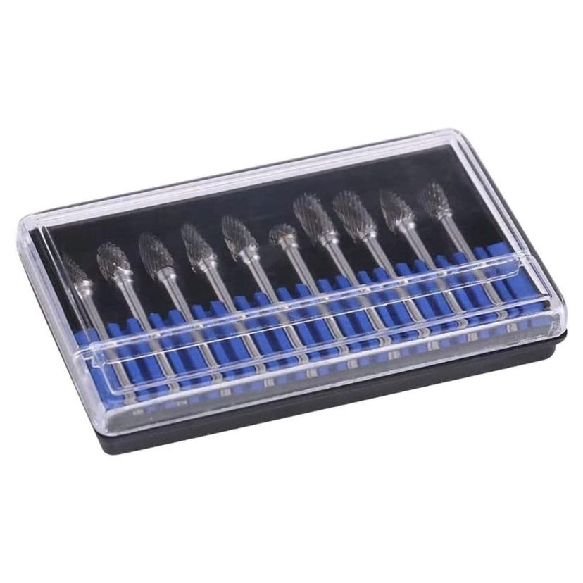 10 piece Tungsten Carbide Steel Rotary Files Burr Set - South East Clearance Centre