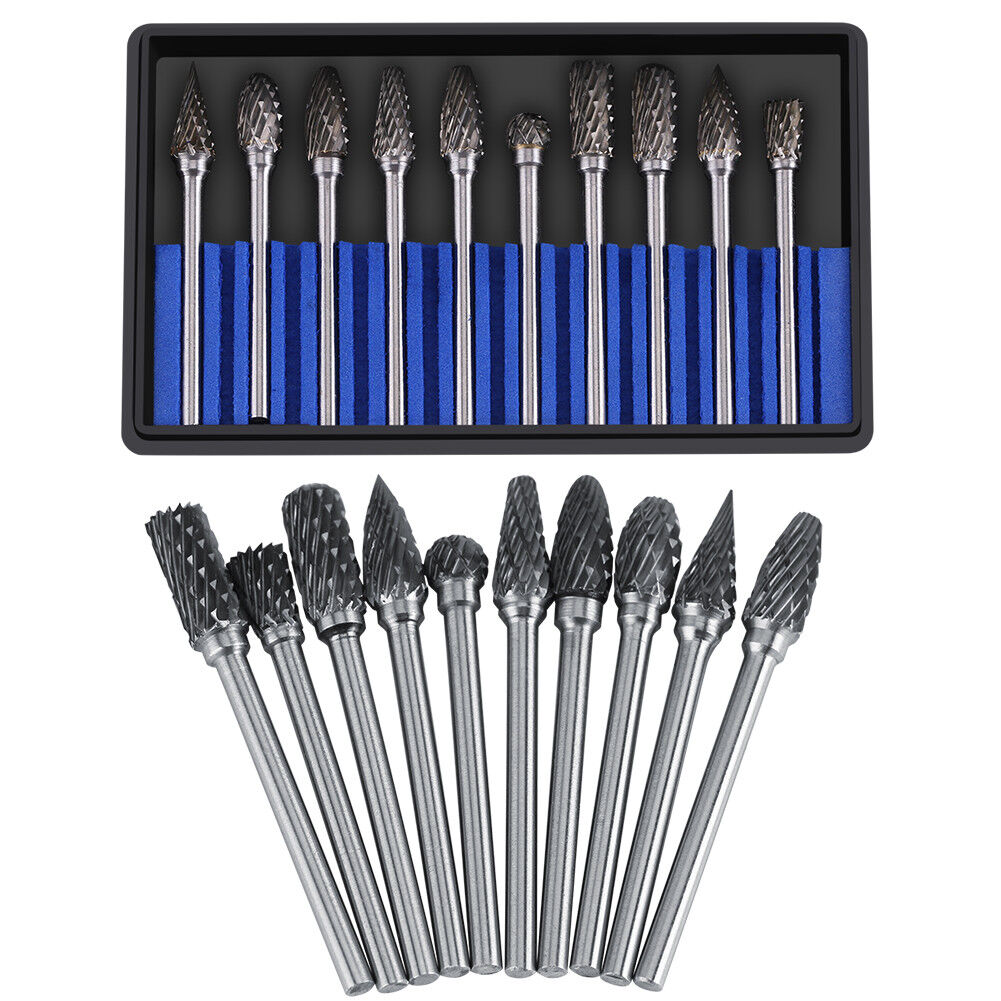 10 piece Tungsten Carbide Steel Rotary Files Burr Set - South East Clearance Centre