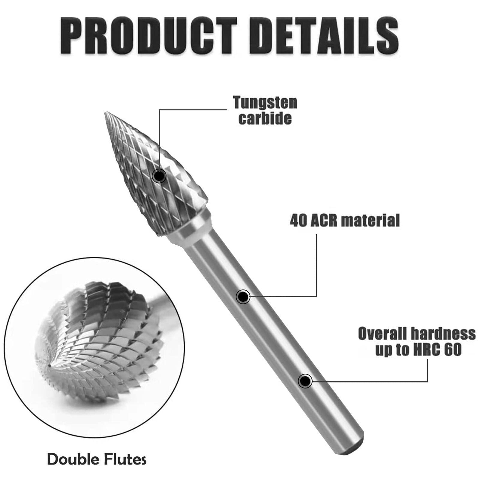 10 piece Tungsten Carbide Steel Rotary Files Burr Set - South East Clearance Centre