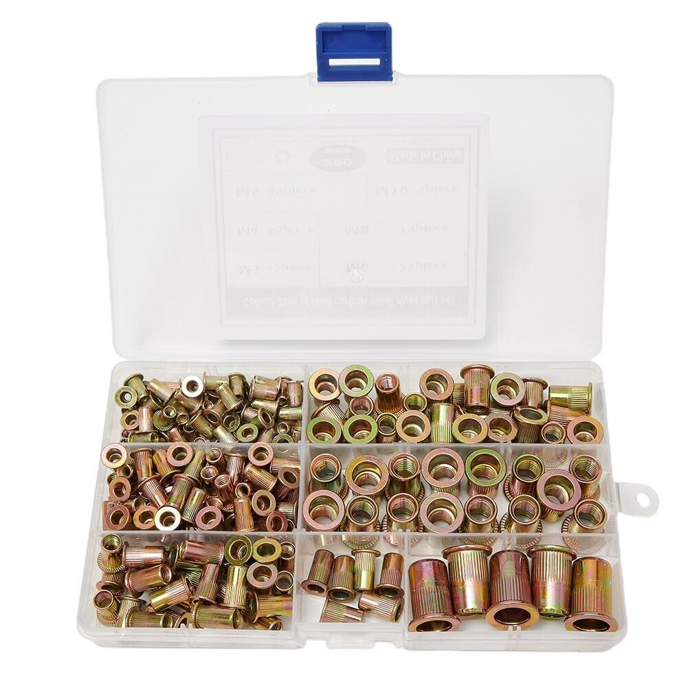 200 Piece Zinc Steel Rivet Nut Assortment Kit | M3 - M10 - South East Clearance Centre