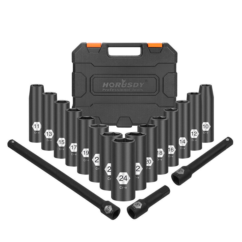 18 Piece Deep Impact Socket Set | 1/2" Drive | Metric 10-24mm CRV - South East Clearance Centre